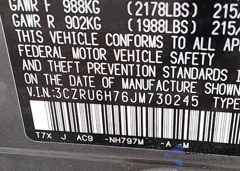 2018 Honda Hr-V Exl z USA, uszkodzony, nr VIN 3CZRU6H76JM730245